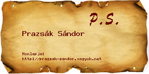 Prazsák Sándor névjegykártya